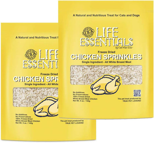 All Natural Freeze Dried Chicken Crushed Sprinkles Powder for Dogs & Cats - No Fillers, Preservatives, or Additives - No Grain Tasty Treat