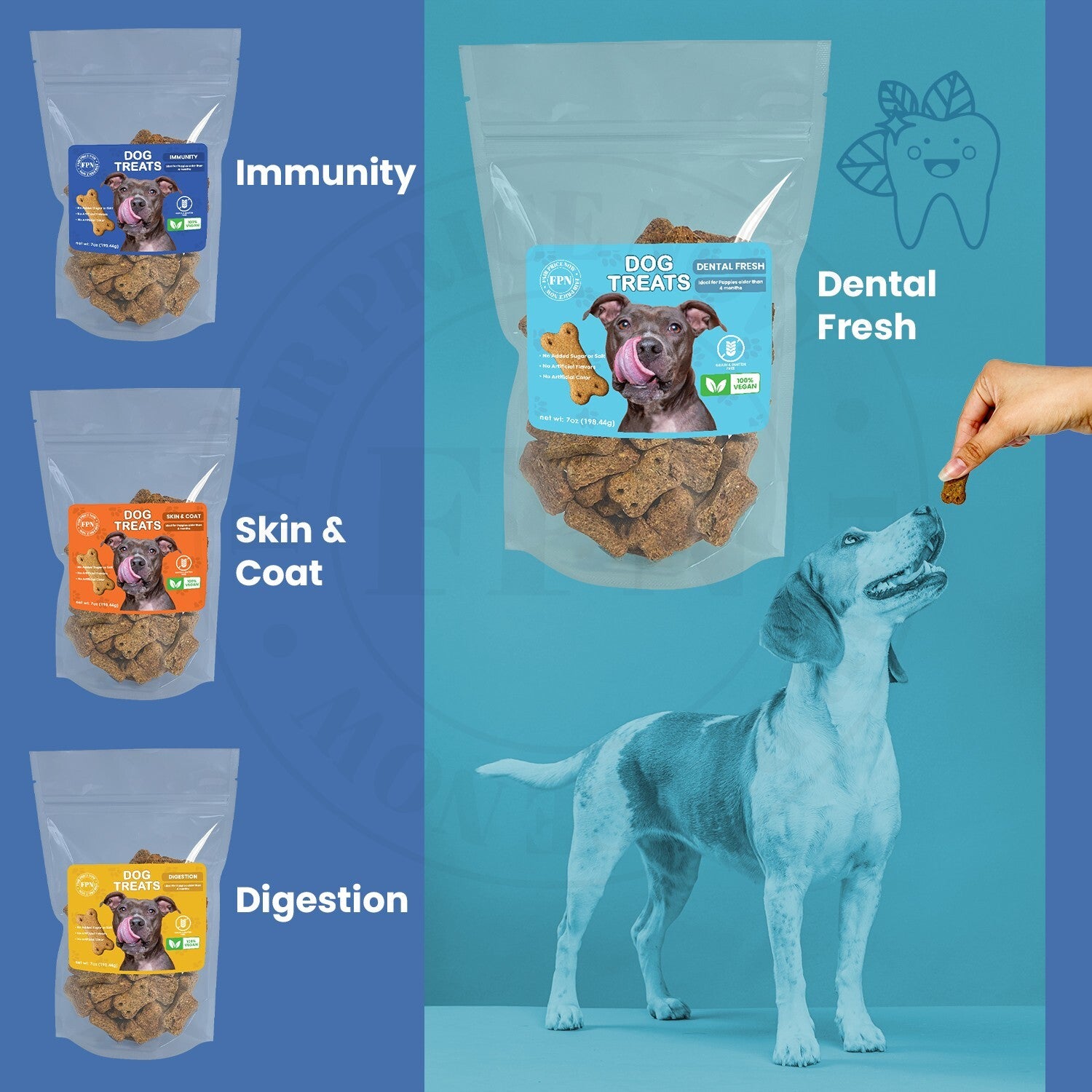 Dog Treats –Dental Treats Grain-Free Natural Human-Grade Dog Biscuits 7Oz - FPN