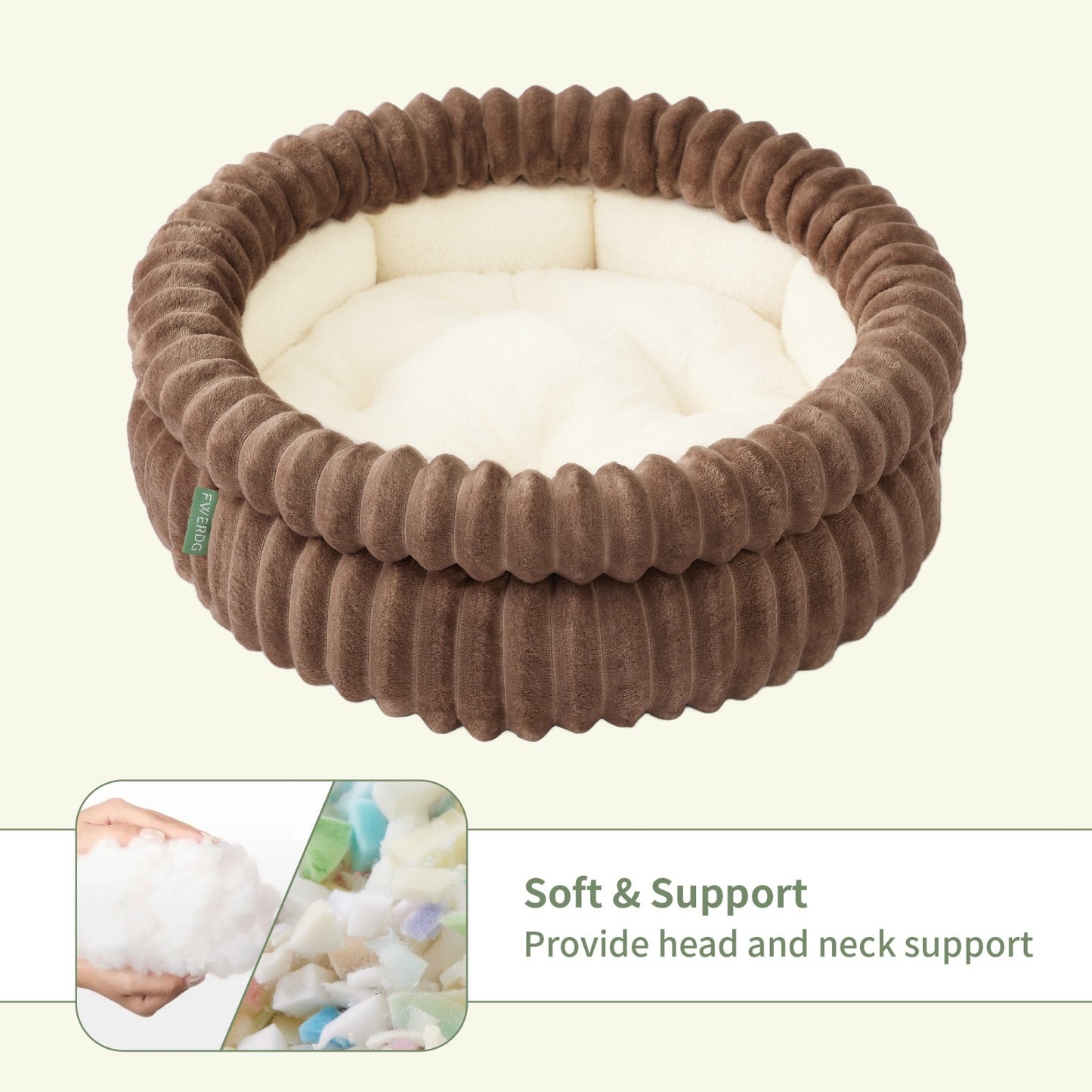 Donut Plush Pet Dog Cat Bed Fluffy Soft Warm Calming Bed Sleeping Kennel Nest