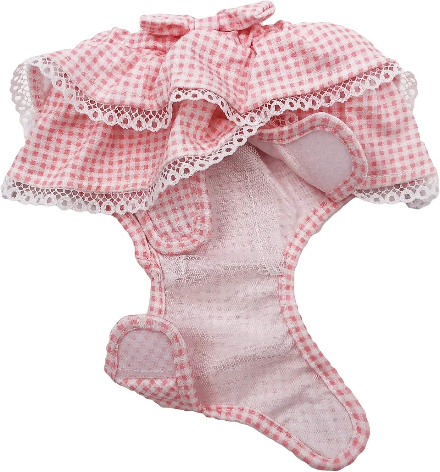 Dog Skirt Diaper Female Sanitary Pant Dress Ruffles Cotton Small Pet Cat (Pink, Small: Waist 6" - 8")