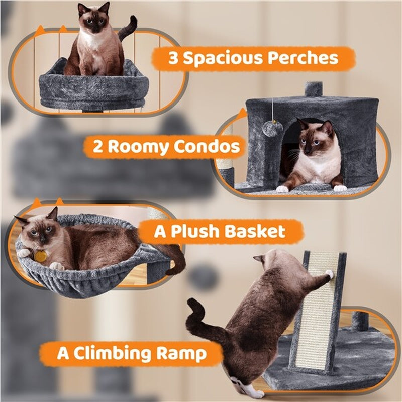 68.5Inch Multi-Level Cat Tree Large Cat Tower with Sisal-Covered Scratching Post
