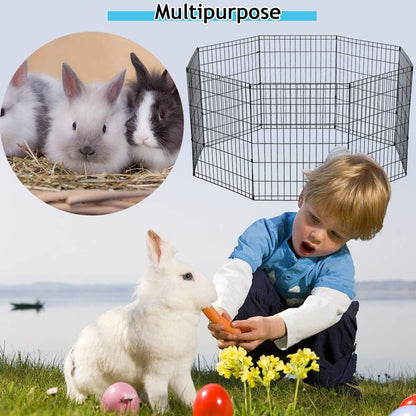 Puppy Playpen Dog Fence Pet Playpen 8 Panel Metal Portable Foldable Indoor Outdoor Pet Exercise Pen Animal Wire Yard Crate Kennel Pets Playpen for Small Medium Large Dogs