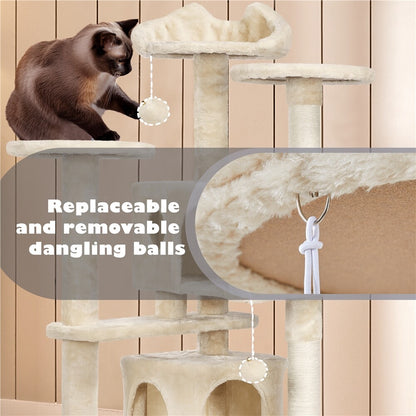 54In Cat Tree Tower Condo with Scratching Post for Kittens Pet House Furniture