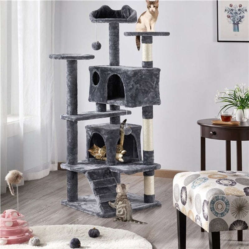 54In Cat Tree Tower Condo with Scratching Post for Kittens Pet House Furniture