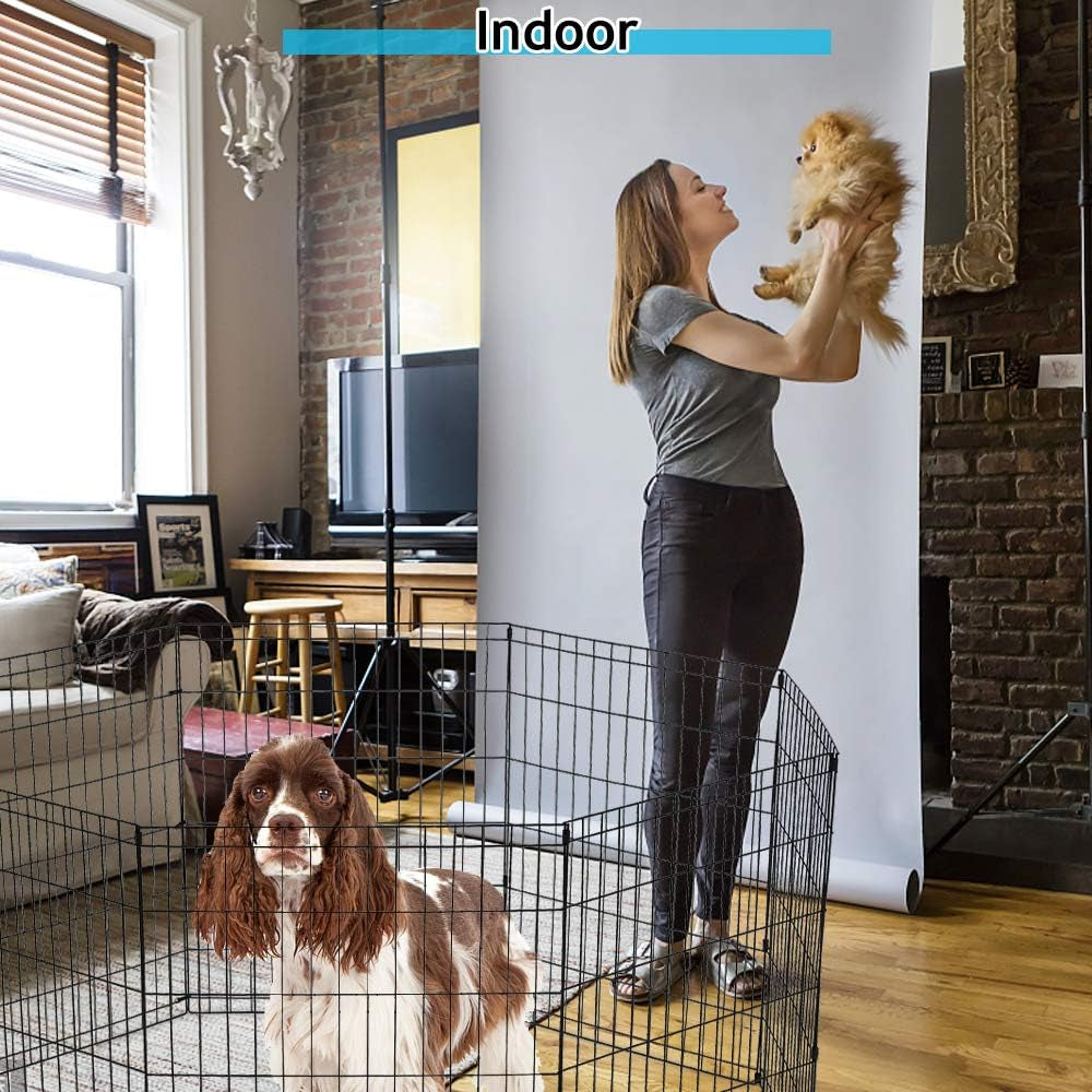Puppy Playpen Dog Fence Pet Playpen 8 Panel Metal Portable Foldable Indoor Outdoor Pet Exercise Pen Animal Wire Yard Crate Kennel Pets Playpen for Small Medium Large Dogs