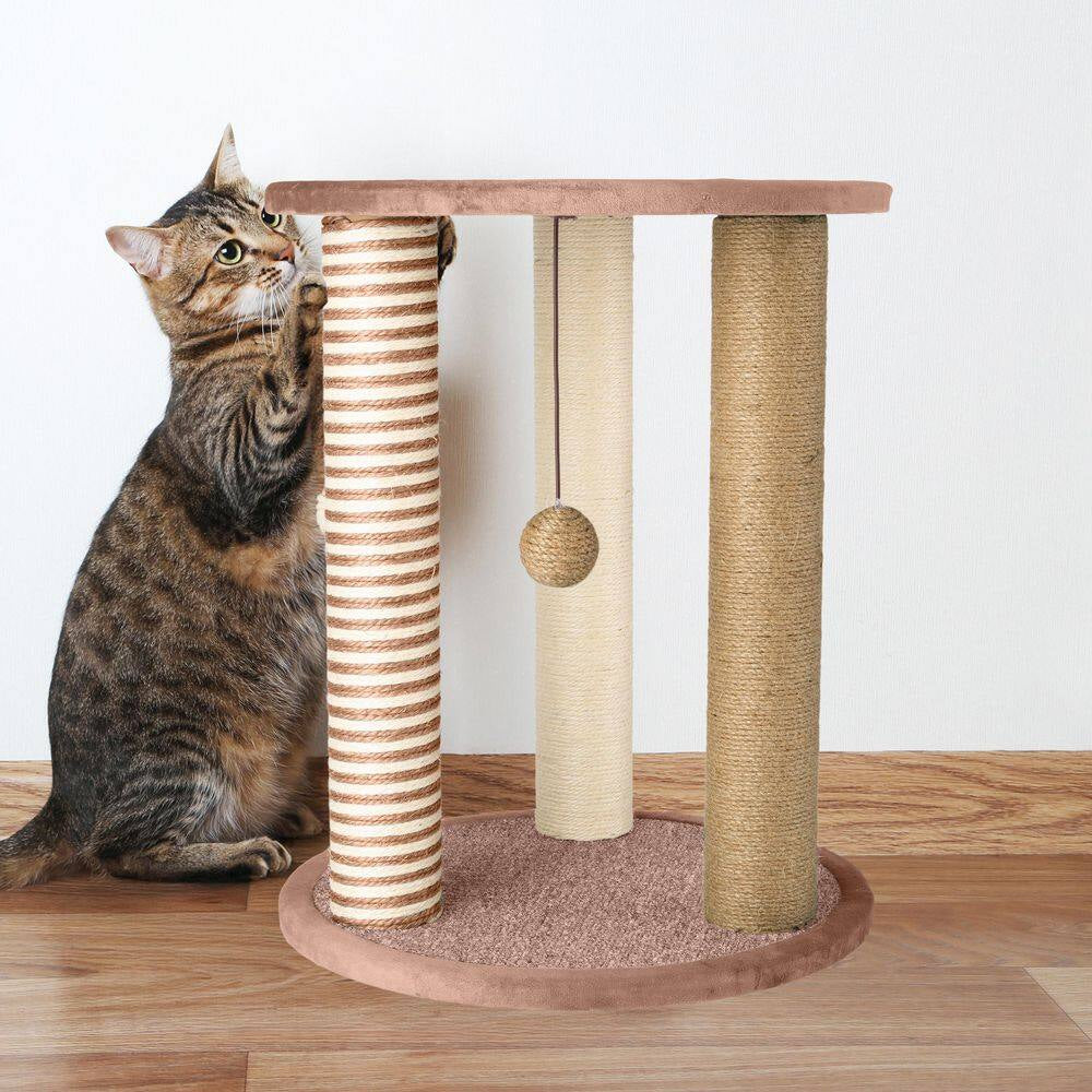 Tan and Cream 3 Pole Cat Scratching Post with Perch