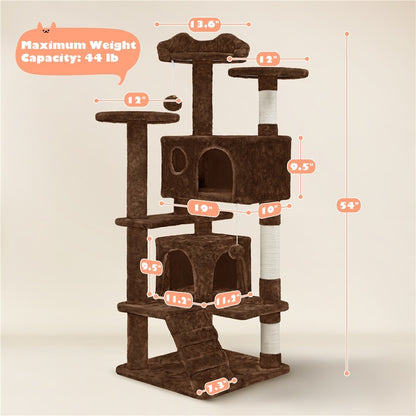 54In Cat Tree Tower Condo with Scratching Post for Kittens Pet House Furniture