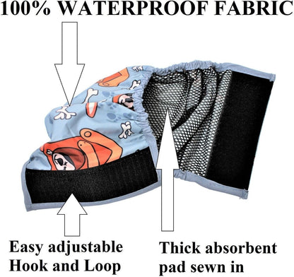 Leak Proof Waterproof Diapers Dog Belly Band Male Wrap Washable Reusable Absorbent Pad Lined for Small Medium Large Pets Black (L: Waist 14" - 18", Gray Dog)