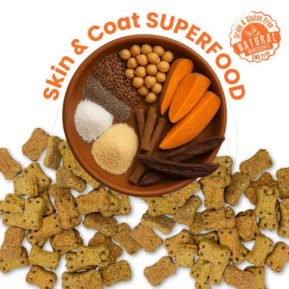 Dog Treats –Skin&Coat Treats Grain-Free Natural Human-Grade Dog Biscuits 7Oz-Fpn