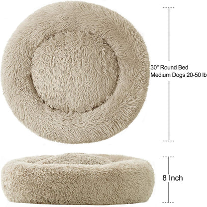 Washable Dog round Bed Large Dogs, Donut Dog Bed Medium Dog, Comfy Dog Calming Cuddler Bed