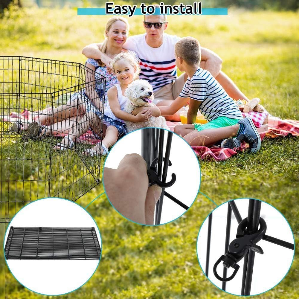 Puppy Playpen Dog Fence Pet Playpen 8 Panel Metal Portable Foldable Indoor Outdoor Pet Exercise Pen Animal Wire Yard Crate Kennel Pets Playpen for Small Medium Large Dogs
