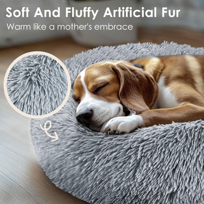 Dog & Cat Bed, 20In Cat Beds for Indoor Cats, Calming Donut Bed for Puppy and Ki