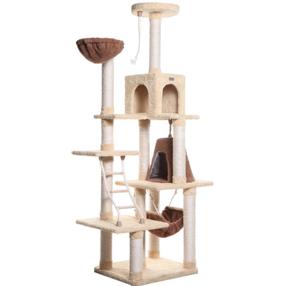 Real Wood Cat Tree & Condo Scratching Post Tower, Goldenrod