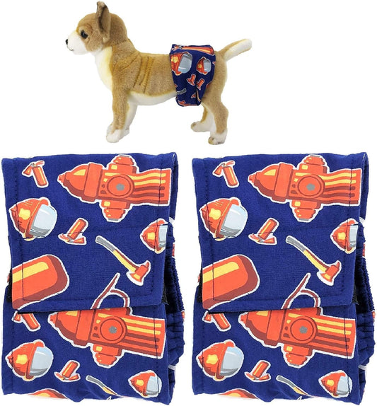 Pack - 2Pcs Washable Male Dog Diapers Belly Band Wrap Cotton Waterproof Leak Proof for Small Pet (XS: Waist 8" - 10")