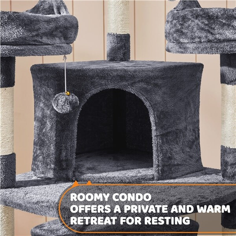 68.5Inch Multi-Level Cat Tree Large Cat Tower with Sisal-Covered Scratching Post