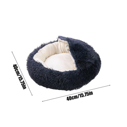 Calming Dog Beds & Cat Cave Bed with Hooded Cover,Removable Washable round Beds for Small Medium Pets,Anti-Slip Faux Fur Fluffy Coved Bed for Improved Sleep,Fits up to 11 Lbs