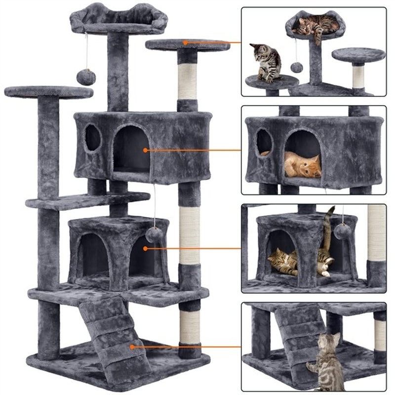 54In Cat Tree Tower Condo with Scratching Post for Kittens Pet House Furniture
