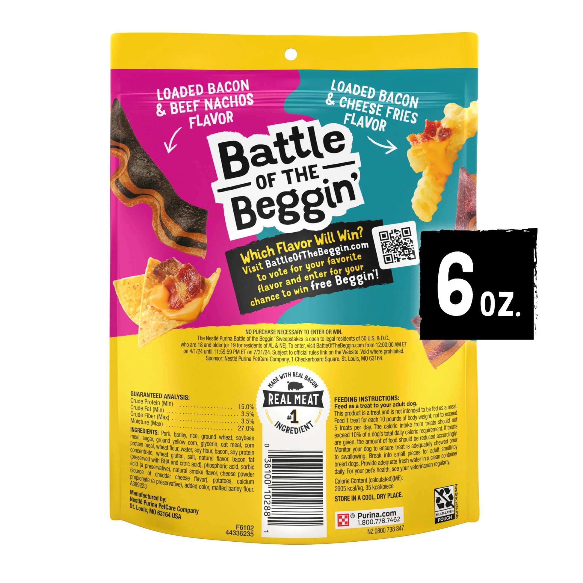 (2 Pack)  Beggin’ Loaded Bacon and Cheese Fries Flavor Treats for Dogs