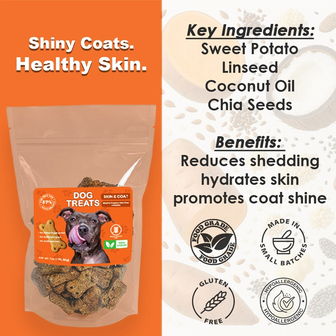 Dog Treats –Skin&Coat Treats Grain-Free Natural Human-Grade Dog Biscuits 7Oz-Fpn