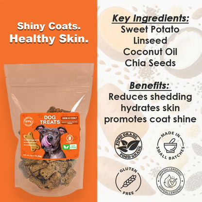 Dog Treats –Skin&Coat Treats Grain-Free Natural Human-Grade Dog Biscuits 7Oz-Fpn