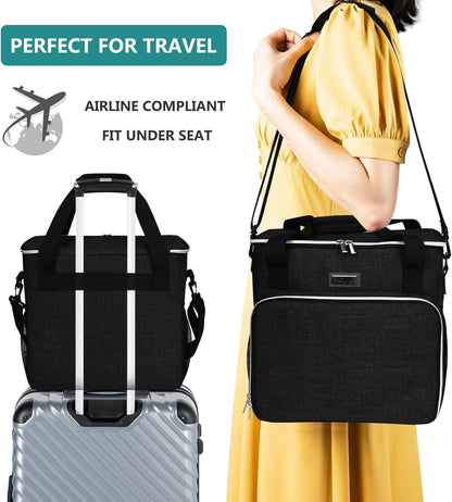 Dog Travel Bag, Pet Travel Bag（All Pet Travel Supplies）, with 2 Pet Food Containers and 2 Collapsible Silicone Bowls; Essential Kits for Pet Travel Black